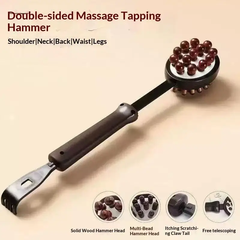 Double-sided Massage Hammer Body Beating Hammer Retractable Beating Back Artifact Massage Beating Hammer Massage Hammer 1PC