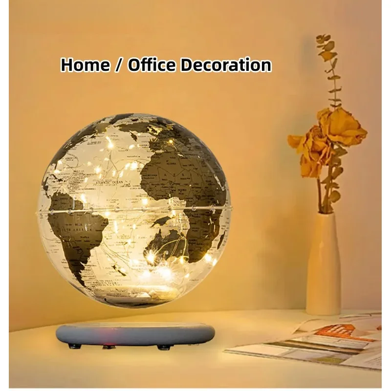 8inch Magnetic Levitating Globe 20cm Transparent Globe Lamp LED Light ABS Globe Home Office Decoration Creative Christmas Busine