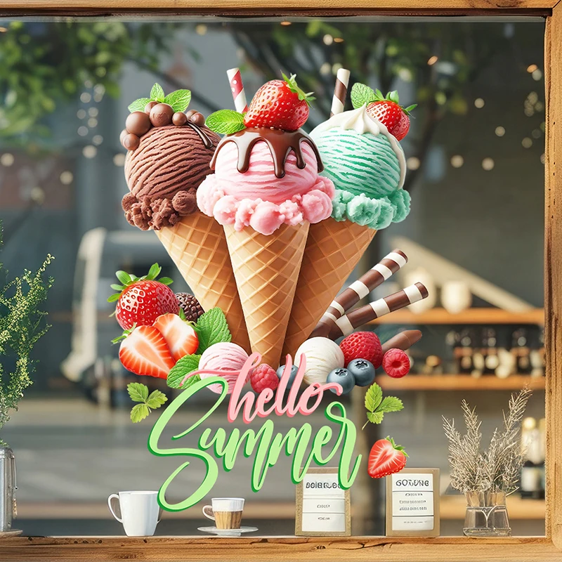 Creative And Fun Ice Cream Wall Stickers - Self-adhesive Ice Cream Stickers For Rooms, Living Rooms, Kitchens And Home Decoratio