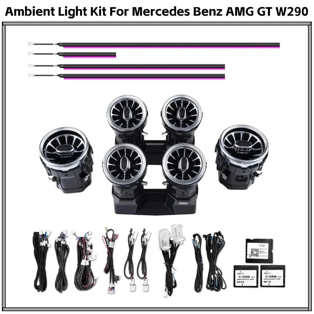 

W290 окружающее освещение для Mercedes AMG GT 43/53/63 2015-2018, обновление внутреннего светодиодного освещения, аксессуары для турбинного вентиляционного отверстия