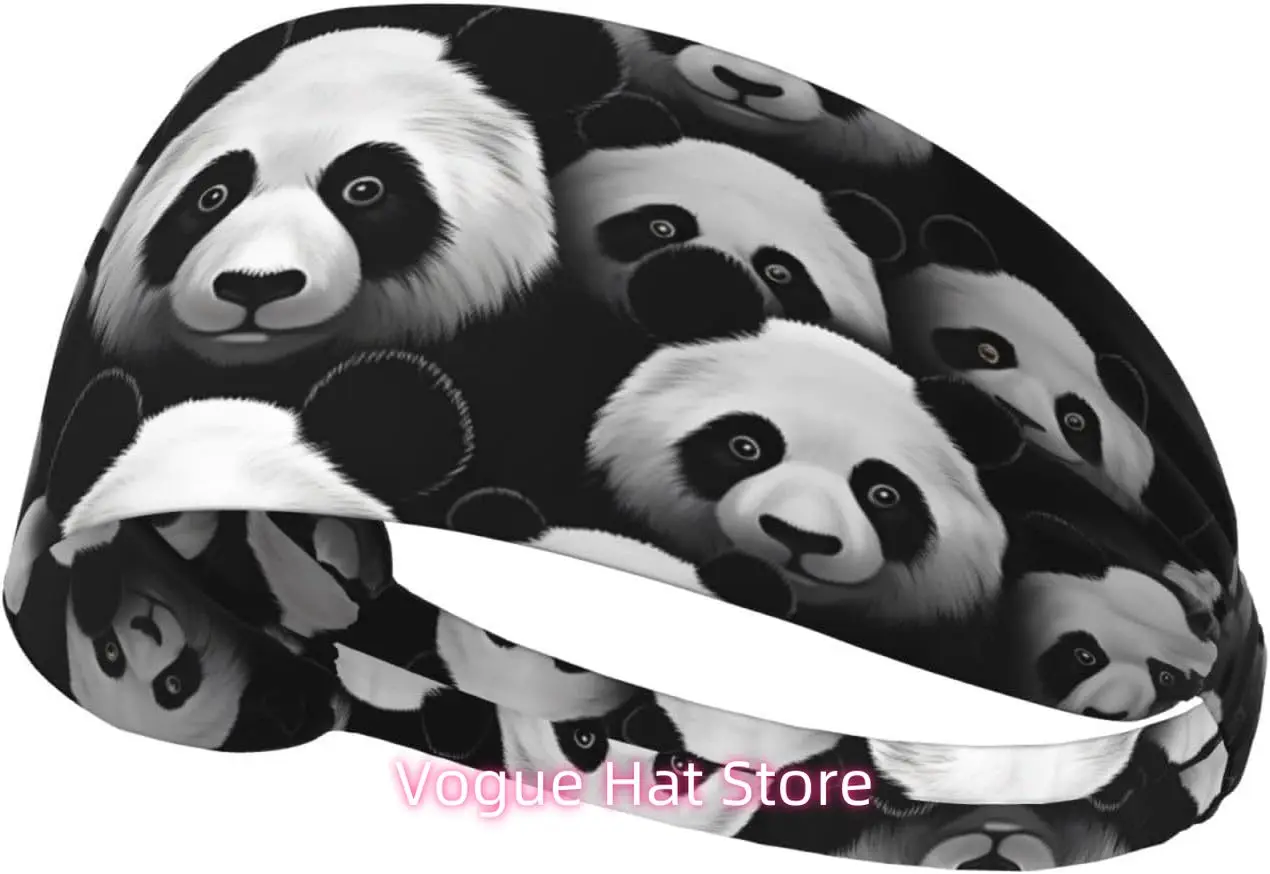 

Elastic Exercise Headband - Soft and Breathable Headband for Running, Cycling, Yoga, and More Panda Head Printing