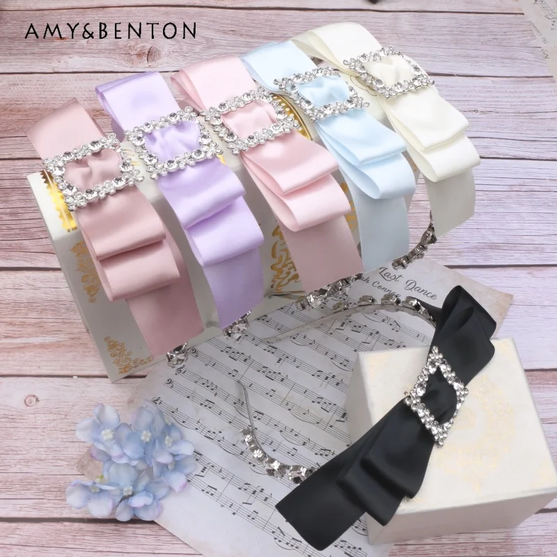 Handmade Sweet Mine Series Big Bow Rhinestone Buckle Hairband Japanese Cute All-Match Lolita Hair Accessories Rojita Hair Bow