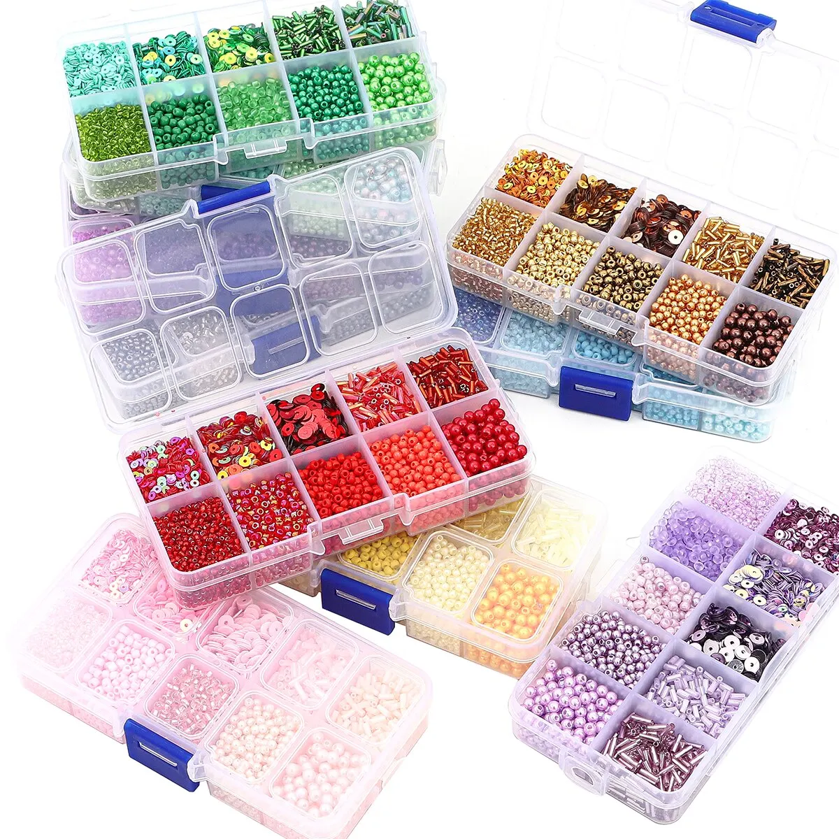 120g/box Multi-color Rice Pearl Sequins Imitation Pearl Material Bag Handmade DIY Making Beaded Bracelet Necklace Accessories