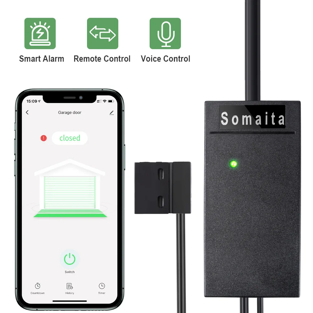 Tuya-Dispositivo inteligente de encendido y apagado, controlador de puerta de garaje con WiFi, compatible con control de voz, controlador de motor