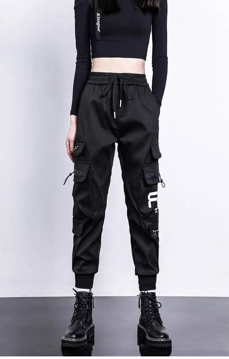 HKSH Women Tide Cargo Pants Casual Loose Trend American Pockets Safari Style Overalls High Street Foot Binding Hiking Ins HK3902