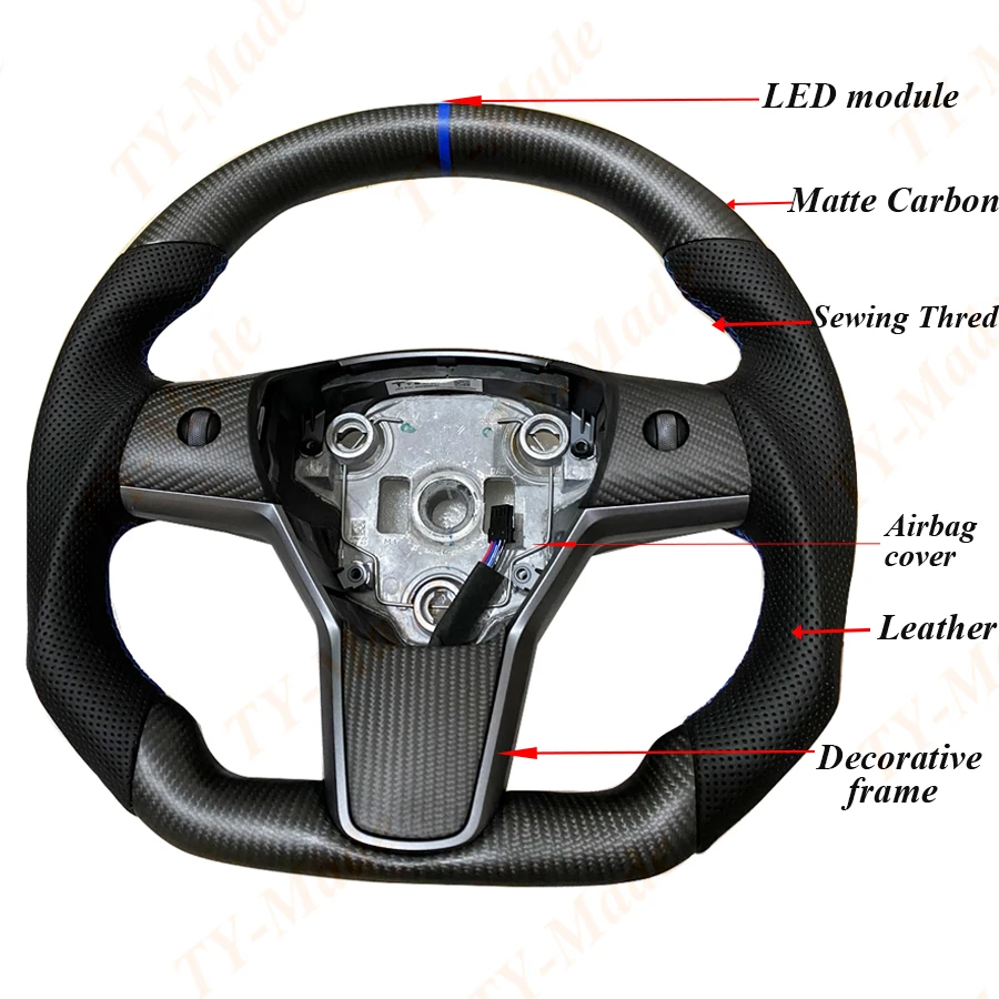 Tesla Model 3 Model Y 2017 2018 2019 2020 2021 2022 Racing Steering Wheel Customized Carbon fiber Steering Wheel With heating