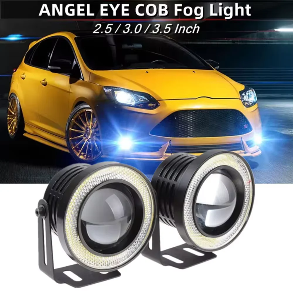 

Automobile Projector Led Fog Lights 6000K Halogen Angel Eye DRL Daytime Running Fog Lamp for toyota corolla jeep 2.5" 3.0" 3.5"