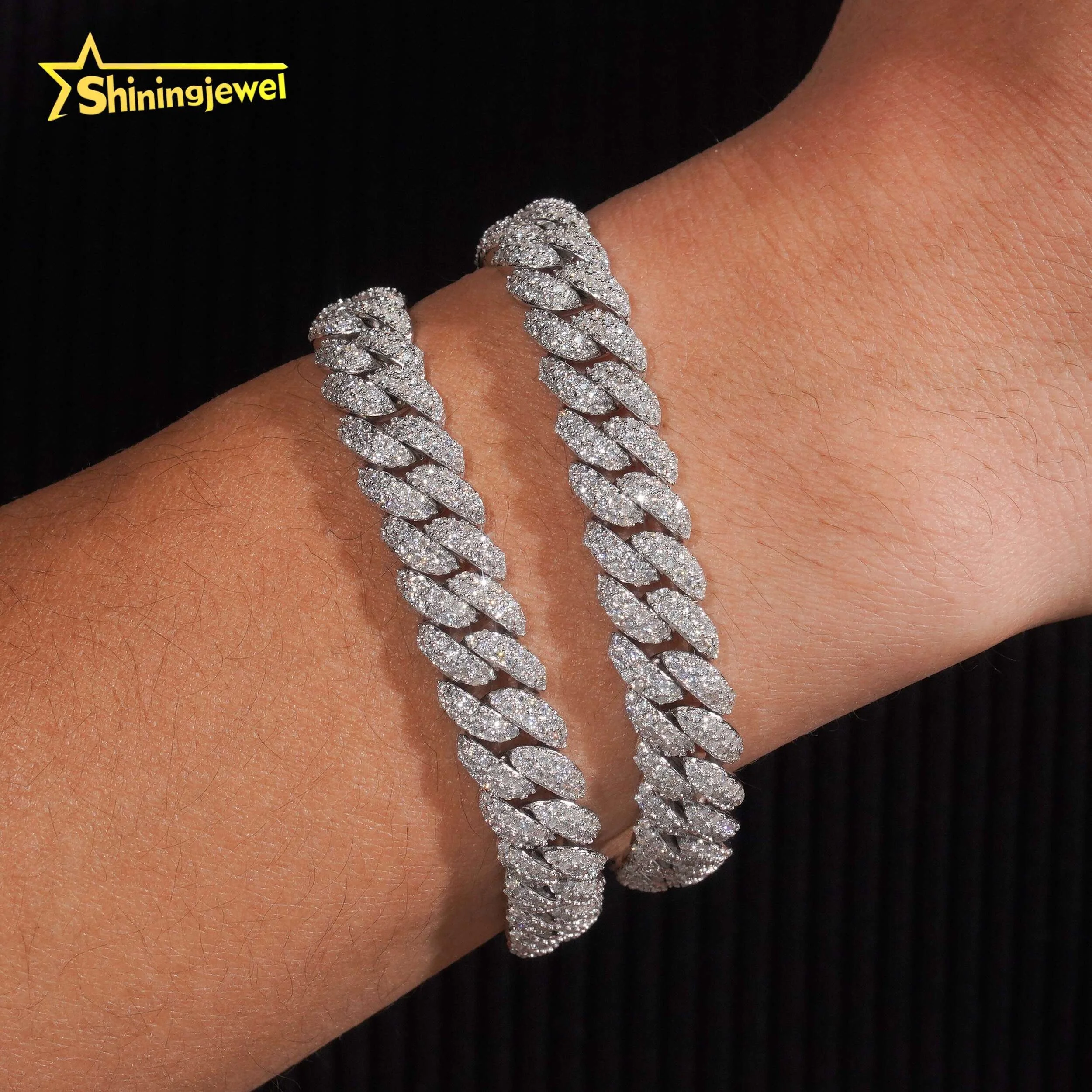 Hot Sale Pass Diamond Tester 925 Silver Hip Hop Style Iced Out 10mm Moissanite Cuban Link Chain...