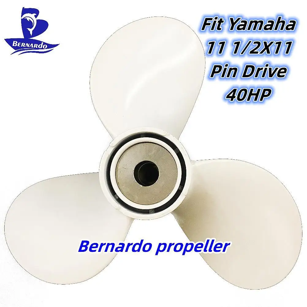 Bernardo Boat Propeller 11 1/2X11 Fit Yamaha Outboard Engines 40 HP Aluminum Screw 3 Blades Pin Drive Spline RH 676-45945-62-EL