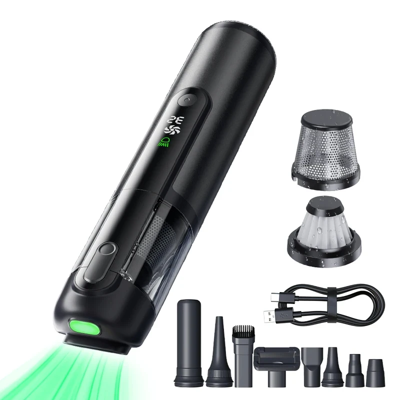 

Handheld Cordls .KPa Poweul Suction, Portle Vacuum with LED Display Screen Car Interior Home Cleaning