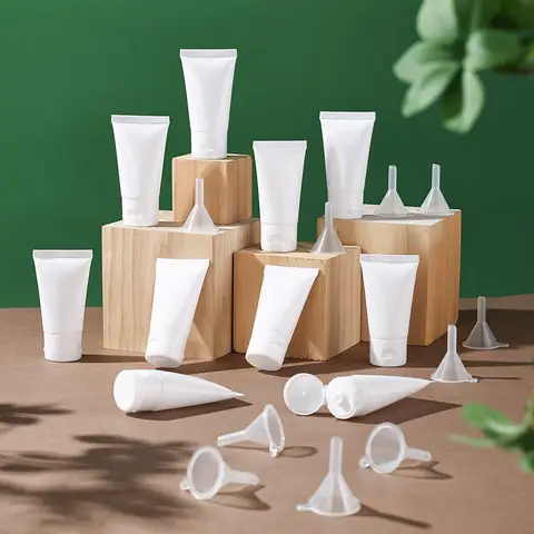10Pcs 30ml White Flip Top Empty Refillable Lotion Squeeze Tubes with 10 Funnels Leakproof Travel for Hand Cream Skincare DIY
