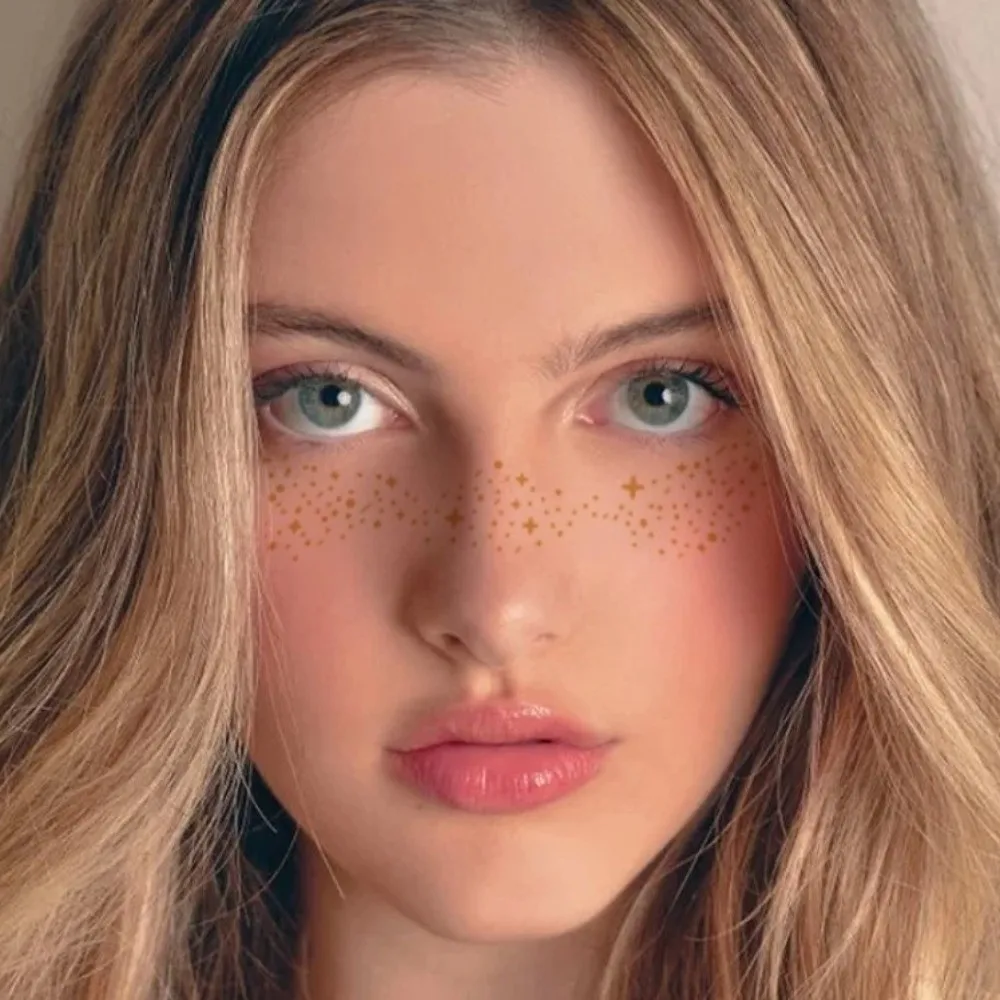 6pcs Glitter Fake Freckles Tattoo Stickers Sparkle Convenient Waterproof Temporary Tattoo Long Lasting Face Stickers