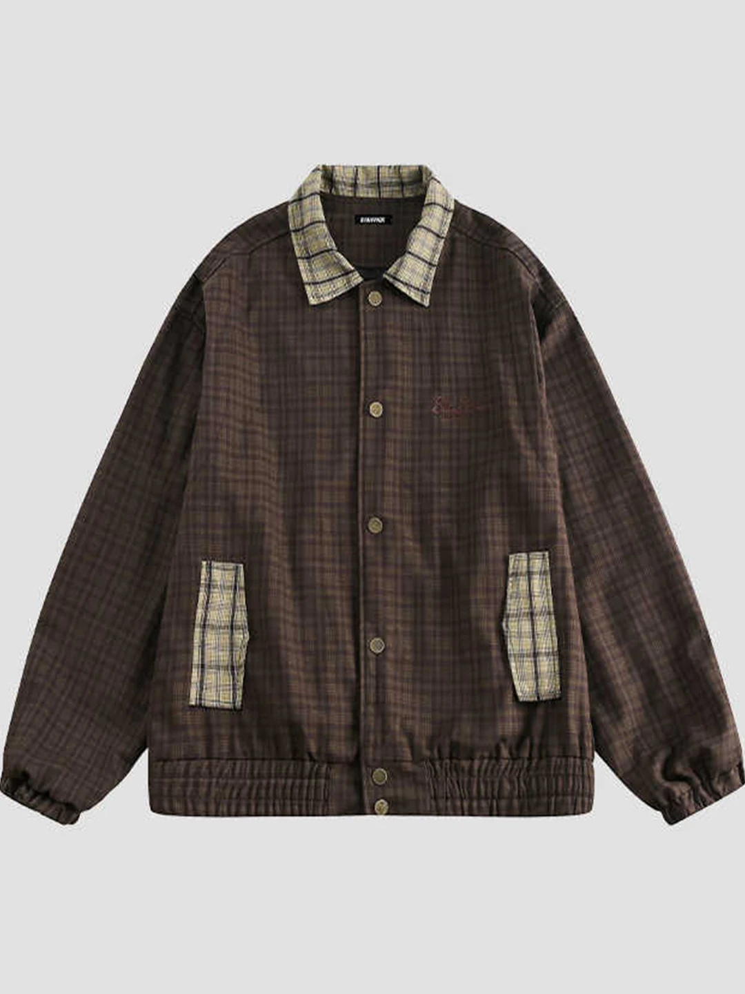 

Casual Plaid Jaet Men's Spring Autumn High Street American Retro Couple's Loose Fit Faion Brand INS Turn-down Collar Jaet