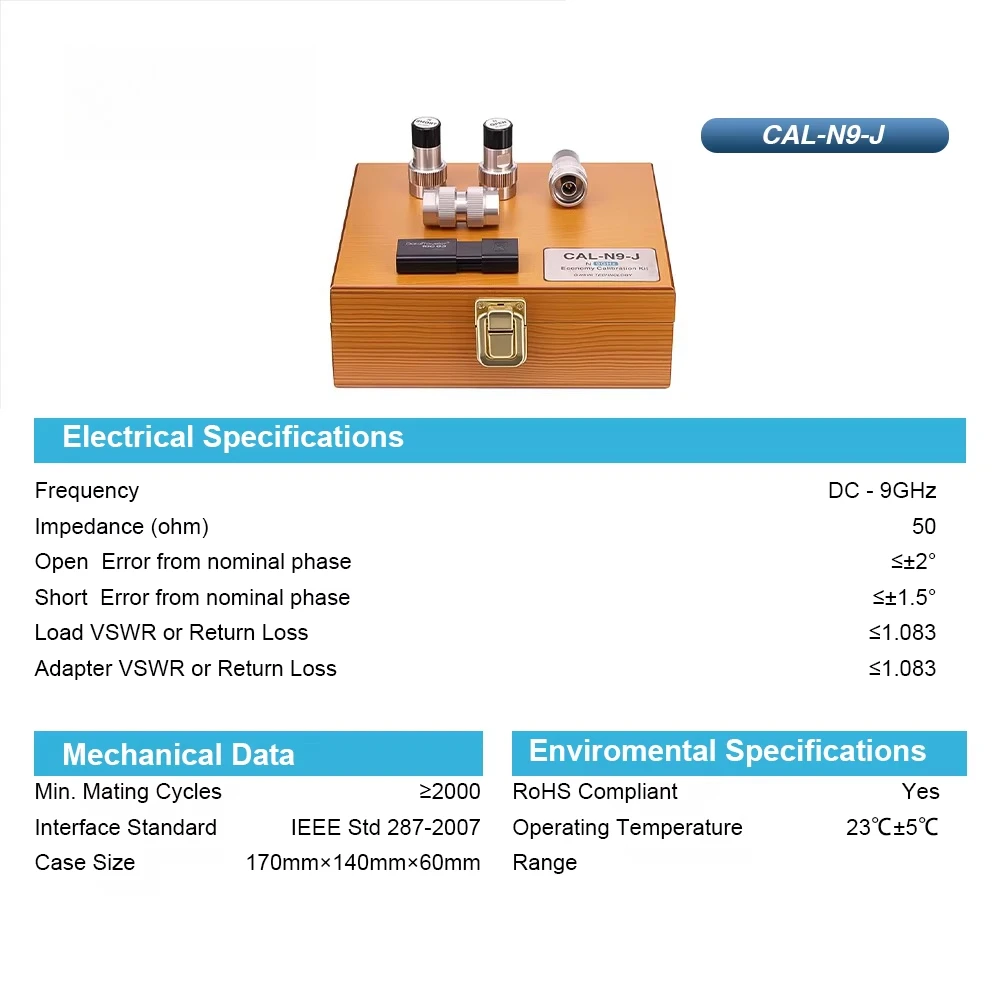 High Frequency N Male Open Short Load Adapter 50 Ohm Brass & Stainless Steel Calibration Kit DC to 9 GHz  for VNA