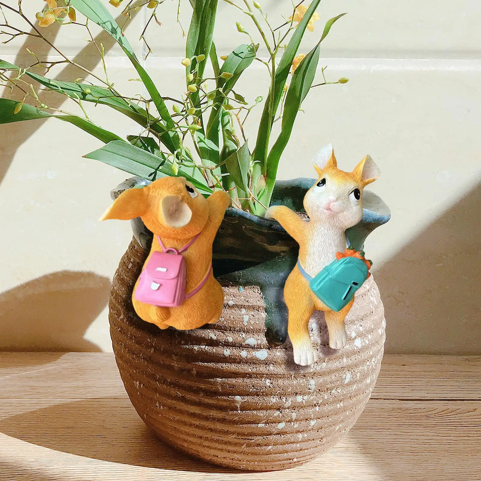 

2Pcs Rabbit Garden Statue Flowerpot Micro Landscaping Decor for Terrarium
