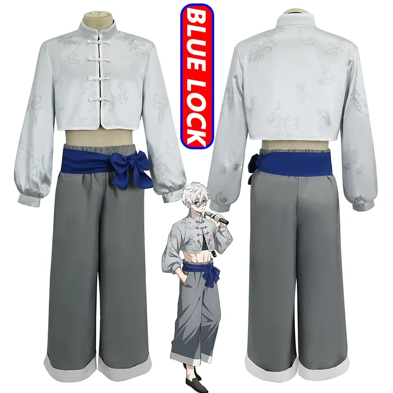 Seishiro nagi cosplay anime azul bloqueio seishiro nagi cosplay traje peruca kung fu tang ternos elementos chineses trajes das mulheres dos homens