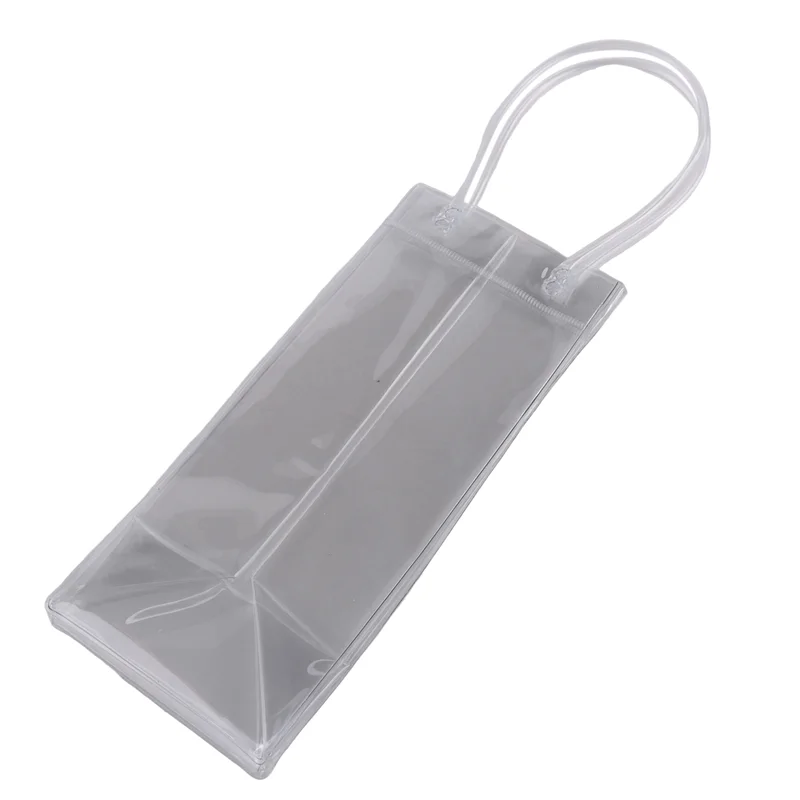 

AT33 Pack Of 20 Wine Cooler Bag Ice Bag Transparent PVC Portable Wine Bottle Cooler Bag Champagne Ice Bag With Handle