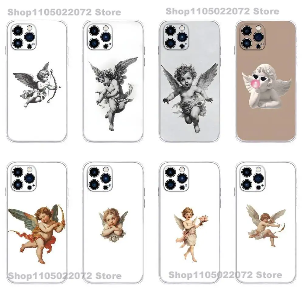 

Vintage Classic Creative Angel Phone Case For iPhone 17,16,15,14,13,12,11 X,Plus,Pro,Max,XR,Plus,E,Mini Transparent Soft Cover