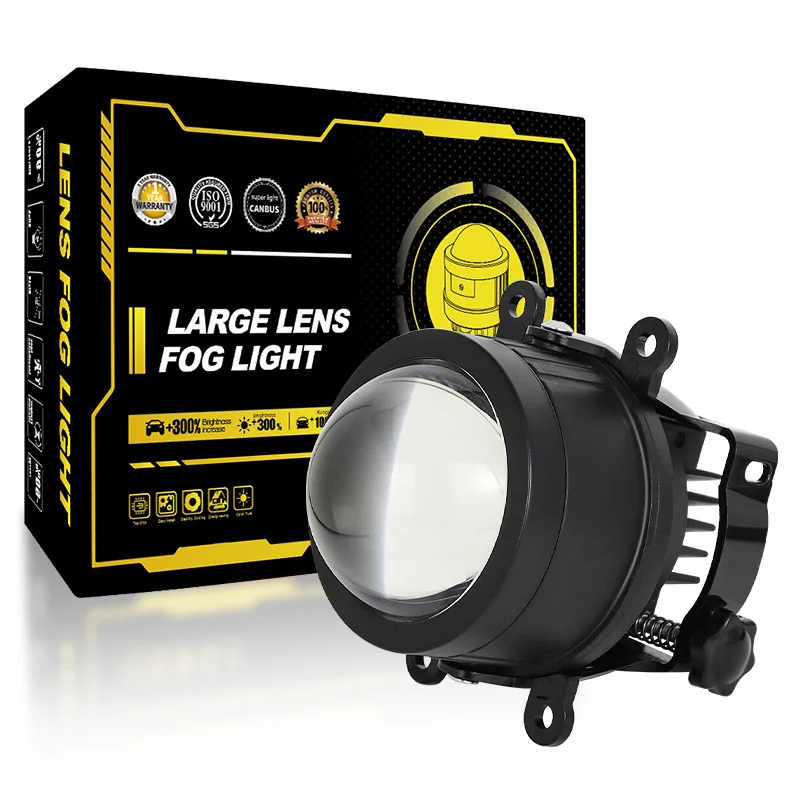 

3.5-Inch Triple-Color Laser Fog Light – High-Brightness Lens Lamp with Universal 4-Corner Fit & Metal Front Ring for Car Upgrade