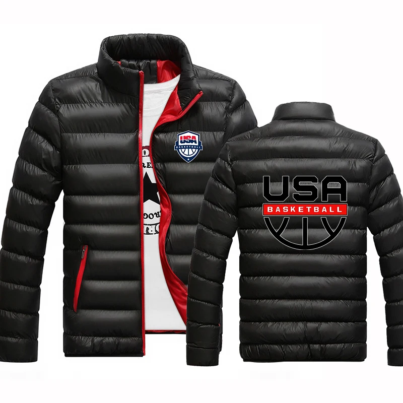 2026 USA Basketball Jerseys National Team Autumn Winter Man's New Four-color Cotton-padded Jacket Zipper Fashion Coat