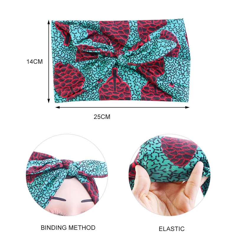 New Boho Style Vintage Bow Headband African Style Hair Band Elastic Wide Knotted Bandana turban headscarf Hair Accessories