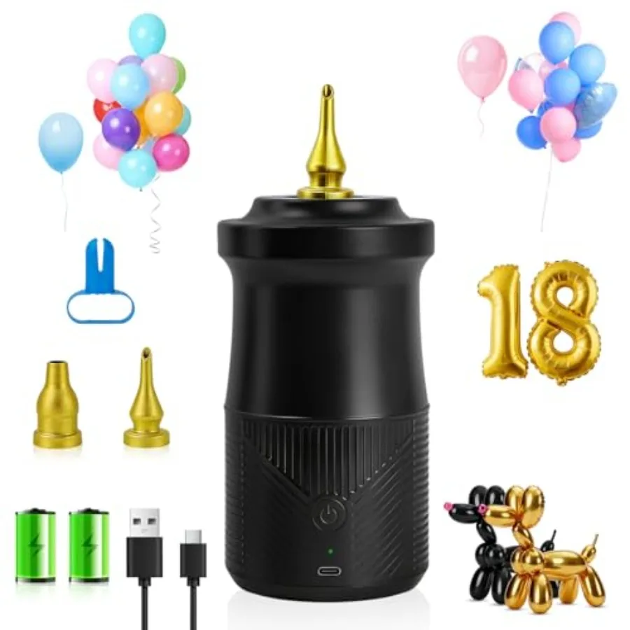 

IDAODAN Electric Balloon Pump Portable Electric Balloon Blower Machine Balloon Air Pump Dual Nozzle 110V 600W Balloon Inflator