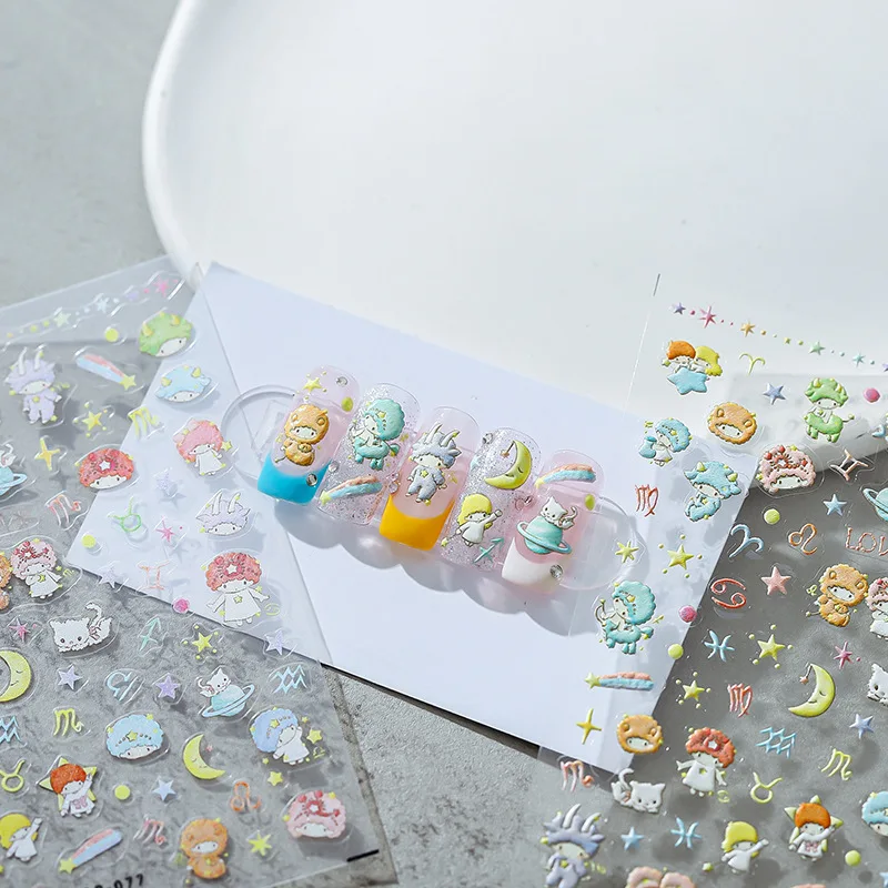 1Pcs  Sanrio nail stickers   Cute Nail Art Accessorie Hello Kitty Kuromi My Melody Cinnamoroll Pompompurin  Bow For nails
