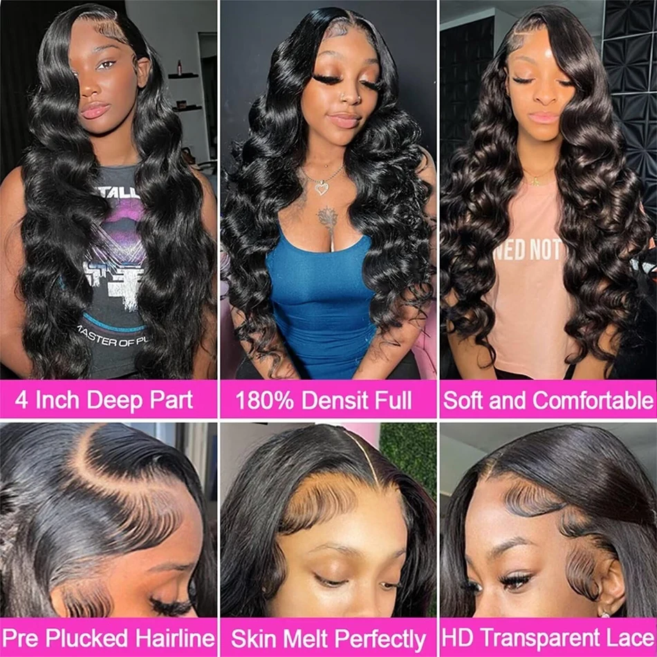 Body Wave 13x6 HD Transparent Lace Front Human Hair Wigs For Women 13x4 Brazilian Loose Wave Lace Frontal Wig With Baby Hair