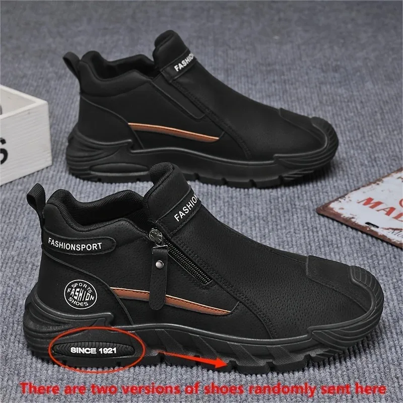 Tênis de caminhada fechado com zíper antiderrapante quatro estações masculino, sapatos casuais ao ar livre de montanhismo de corte baixo elegantes e versáteis