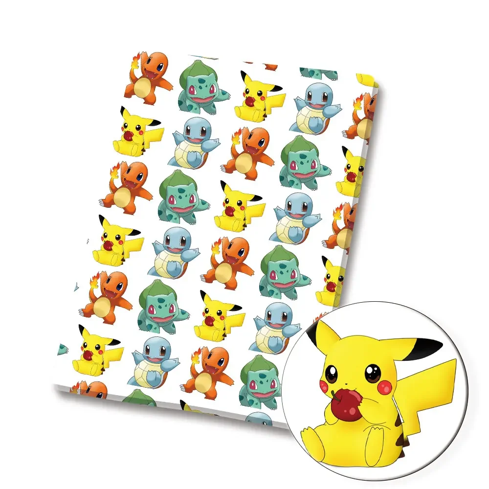 Tissu de dessin animé Pokemon pour enfants, patchwork de couture fait à la main, courtepointe, robe de bébé, feuille de maison, tissu imprimé, 140x50cm