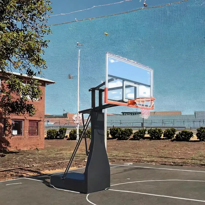 Adjustable Portable Basketball Hoop with PE Backboard Steel Rim HDPE Base Black for Indoor Outdoor Use