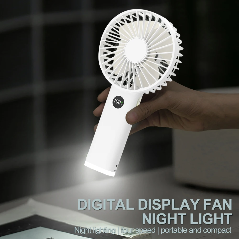 Imagem -03 - Portátil Night Light Pocket Handheld Fan Mini Iluminação Led Usb Recarregável Ultra Silencioso Display Stand Esportes ao ar Livre Viagem