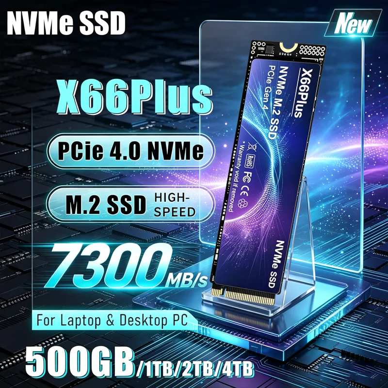 X66Plus 2026 NEW M.2 NVMe SSD Hard Disk 500GB/1TB/2TB/4TB 7300MB/s PCIe 4.0 Internal Solid State Drive For Laptop Desktop PC