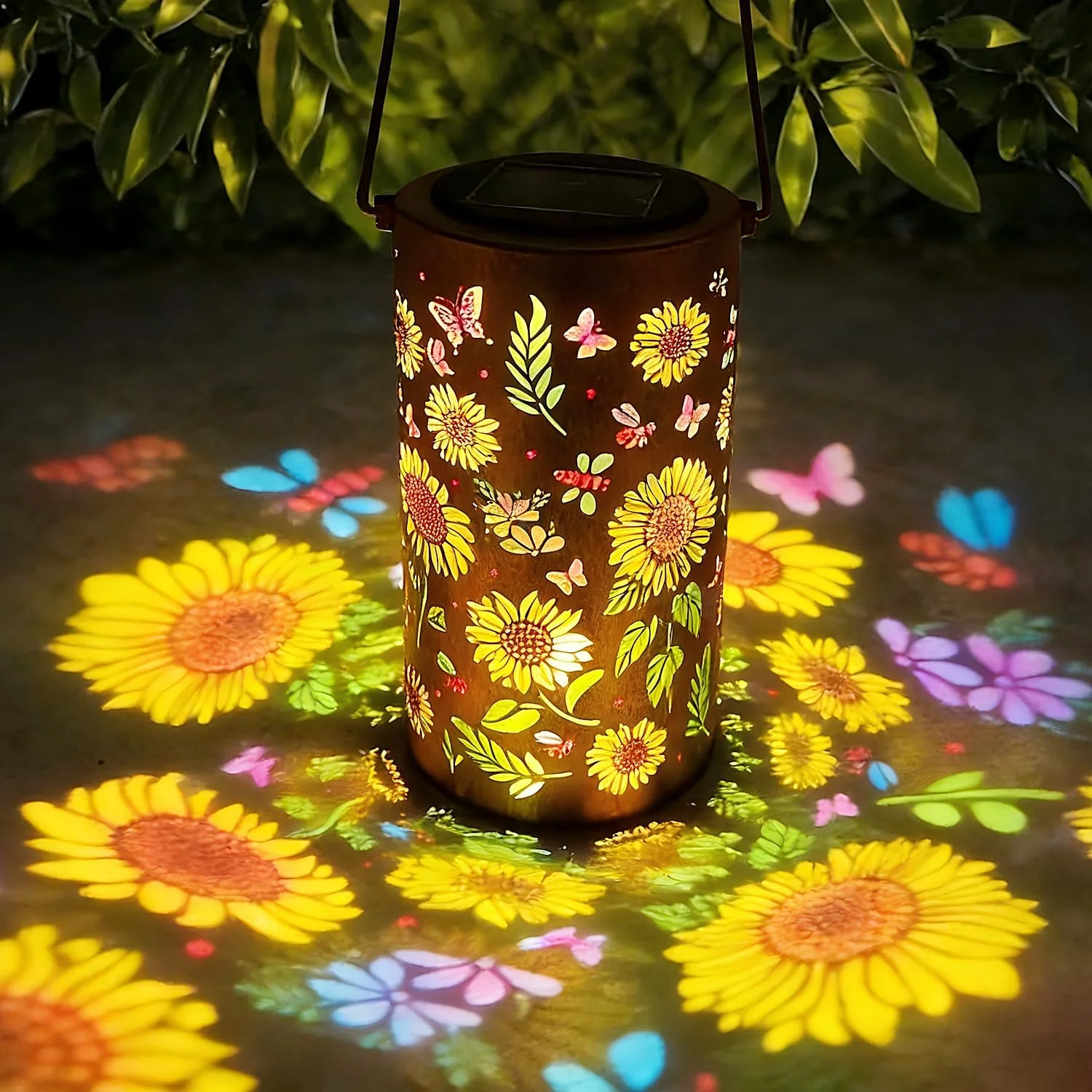 Sunflower Light and Shadow Light Waterproof Outdoor Light Solar Powered for Night Pathway Lawn Garden Patio Decor Lighting