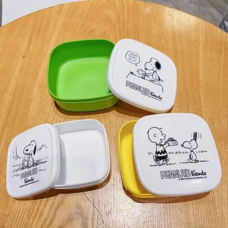 3 pçs/set dos desenhos animados snoopys bento caixa crianças lanche frutas portátil lancheira estudante escritório grande capacidade recipiente de alimentos presentes