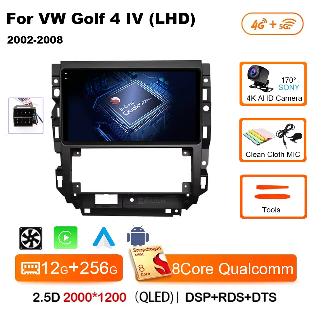 Android 15 Autoradio Voor Volkswagen VW Golf 4 Jetta MK4 Klassiekers Auto Multimedia Speler Stereo Carplay Auto Audio GPS Geen 2 DIN