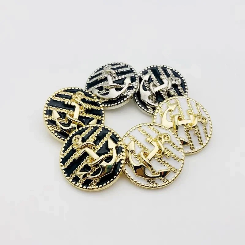 British Style Metal Button for Shirts, Fashionable Sewing Buttons, Boat Anchor, Suits, Clothing, 20mm, 25mm, 10 PCs