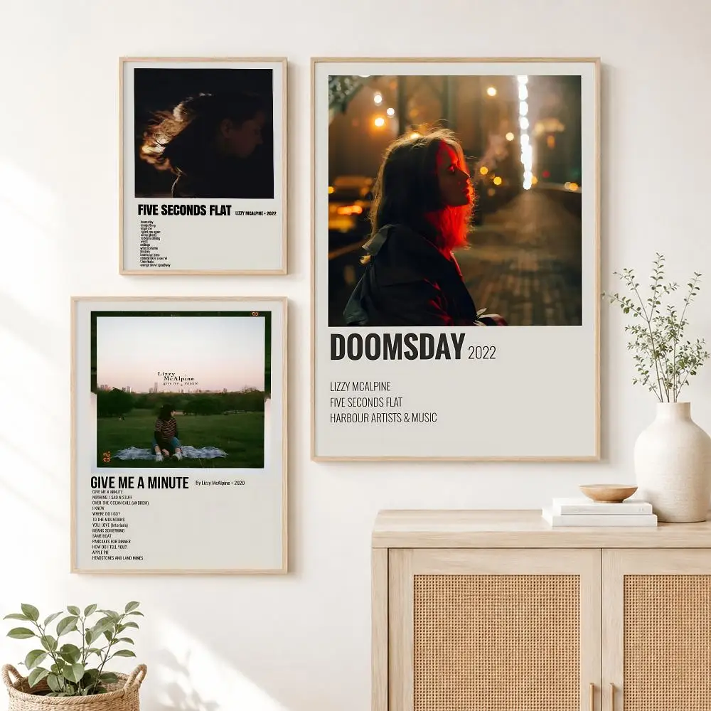 Pop Singer L-Lizzy McAlpine Poster Self Adhesive Wall Art Decor for Bedroom Living Room Office Home Halloween Gift