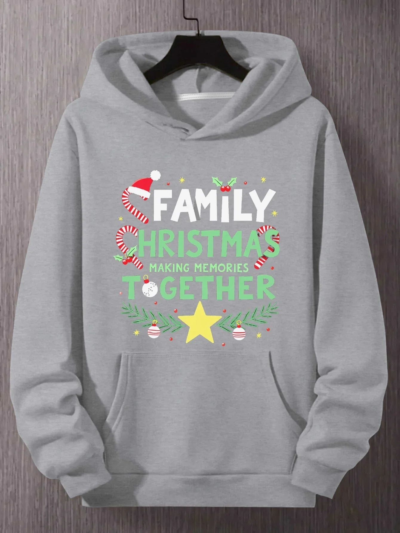 Sudadera con capucha con estampado de estrellas y bastones de caramelo para hacer recuerdos familiares en Navidad, sudadera unisex a juego para la familia