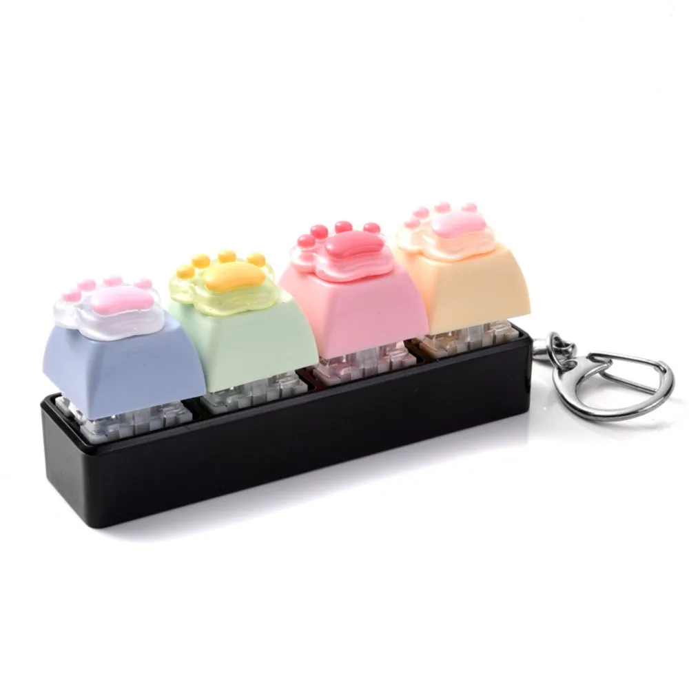 Backpack Pendant Cat's Paw Keyboard Fidget Colorful Design Smooth Texture Cat Paw Squishy Keychain 4 Keys Cat Paw Shape
