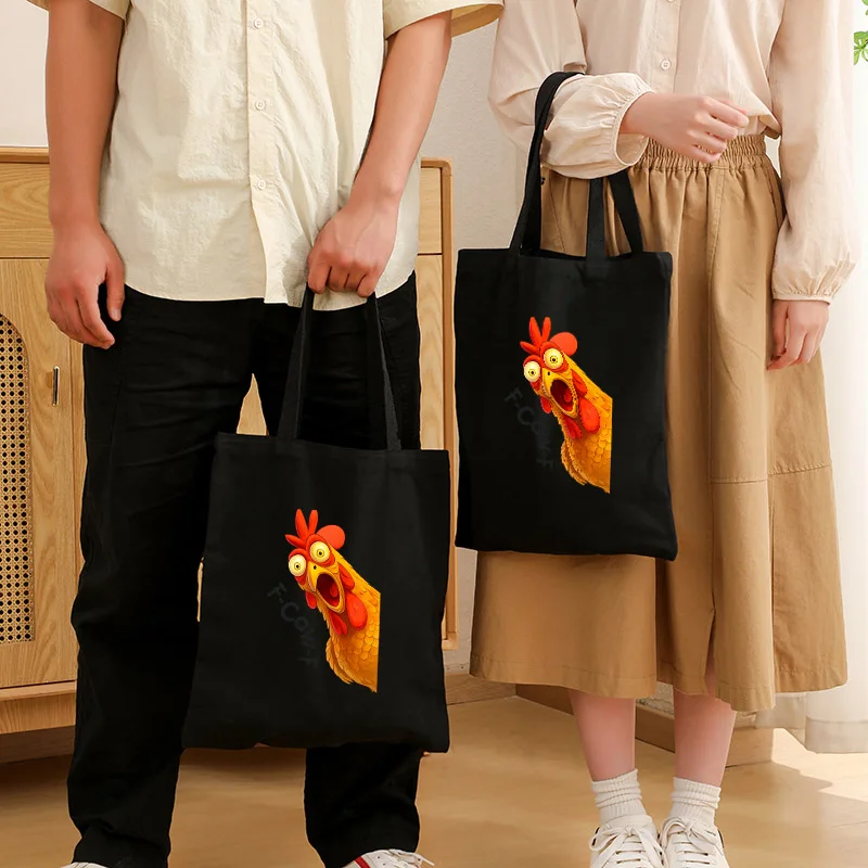 

2025 New F-Caw-F Funny Chicken F Caw F Rooster Meme Women Canvas Bag Large Capacity Shopping Bag Party Gift Mother Girlfriend