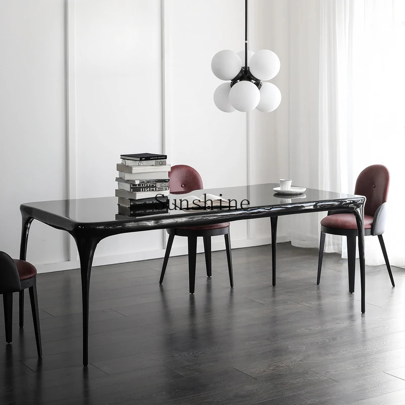 Italian minimalist high-end metal lacquered western table black and white