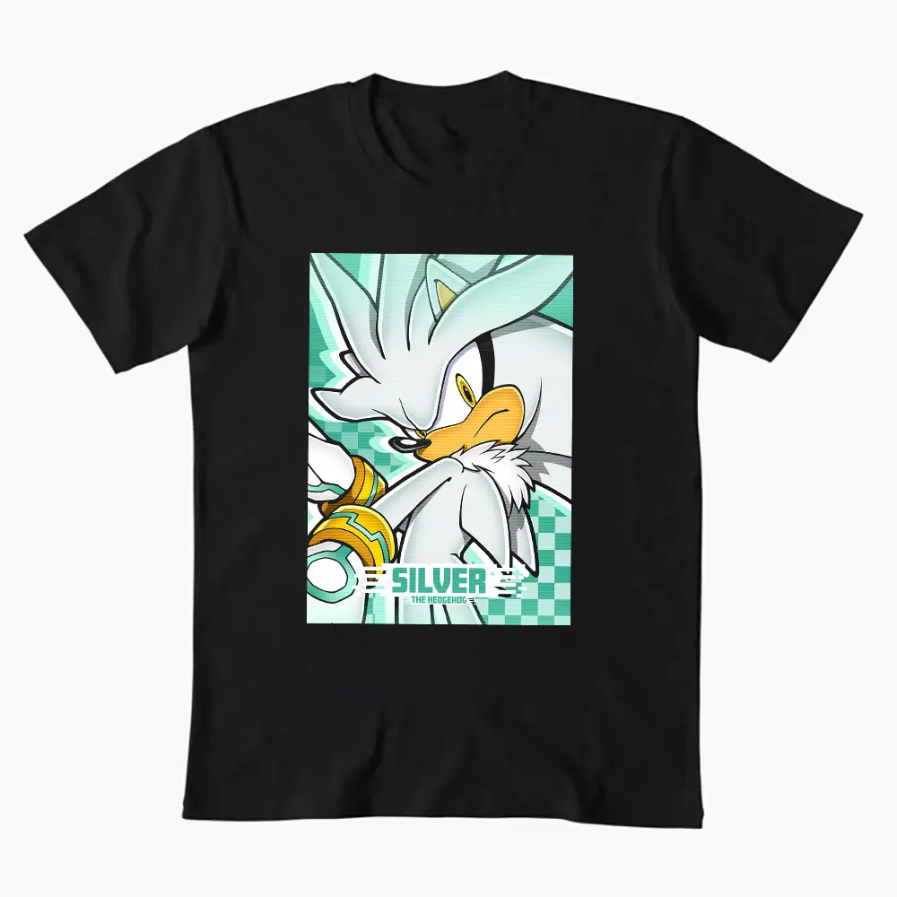 

Silver 0308 Sonic Shadow The Hedgehog Character Anmie Graphic T-Shirt Y2K clothes Cartoon print Short Sleeve tee All size tops