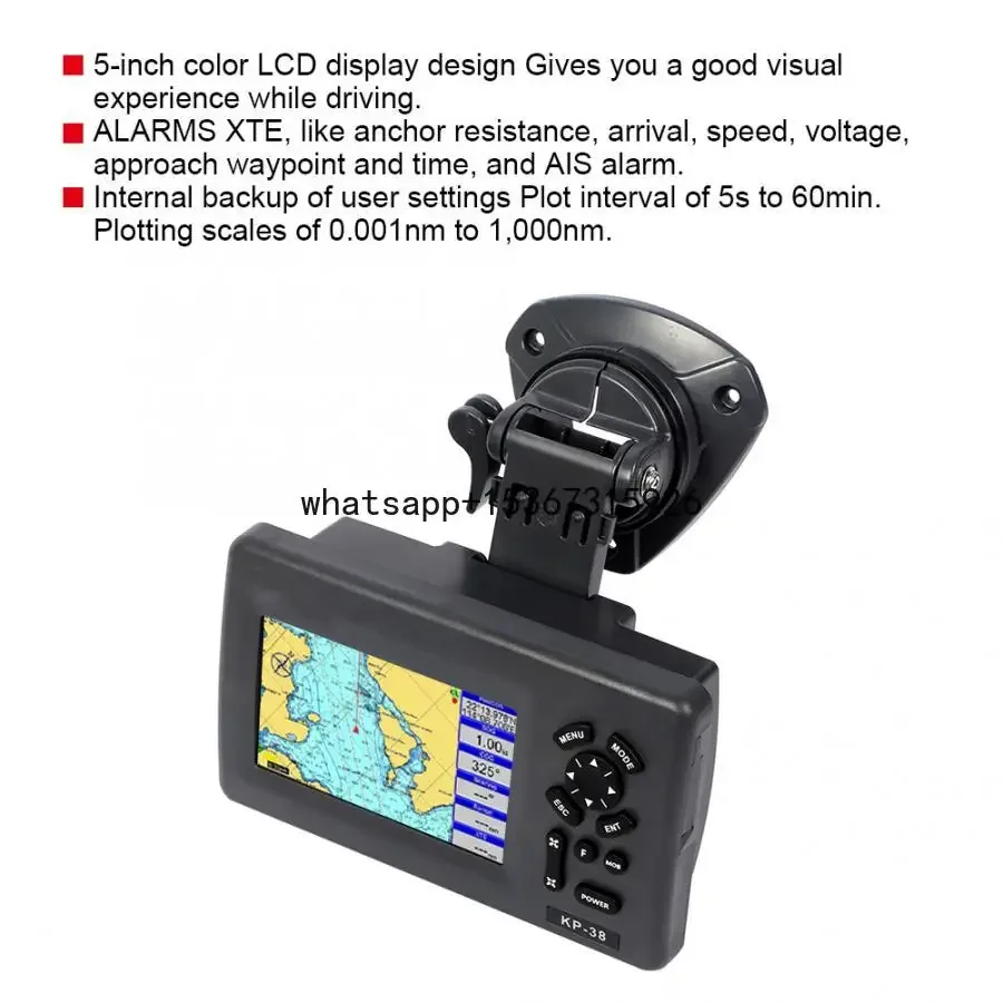 KP-38 5-inch Marine GPS Plotter Colorful LCD IPX5 Waterproof Marine Chart Plotter Satellite Navigator Boat GPS Navigation