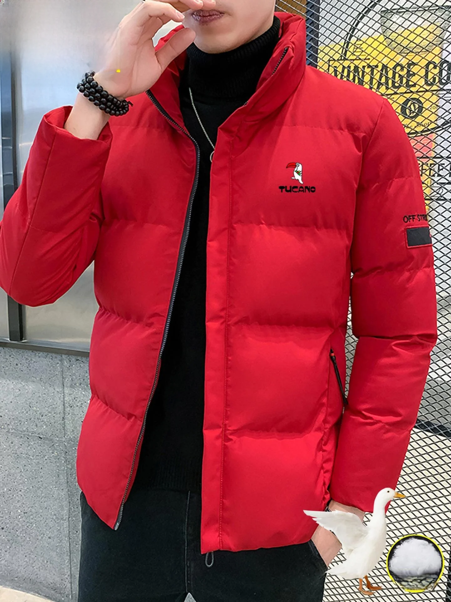 

TUCANO Мужская хлопковая куртка Thiened, зимняя верхняя одежда, теплое пуховое хлопковое пальто с воротником-стойкой, молодежная мода, свободная посадка, длинный све