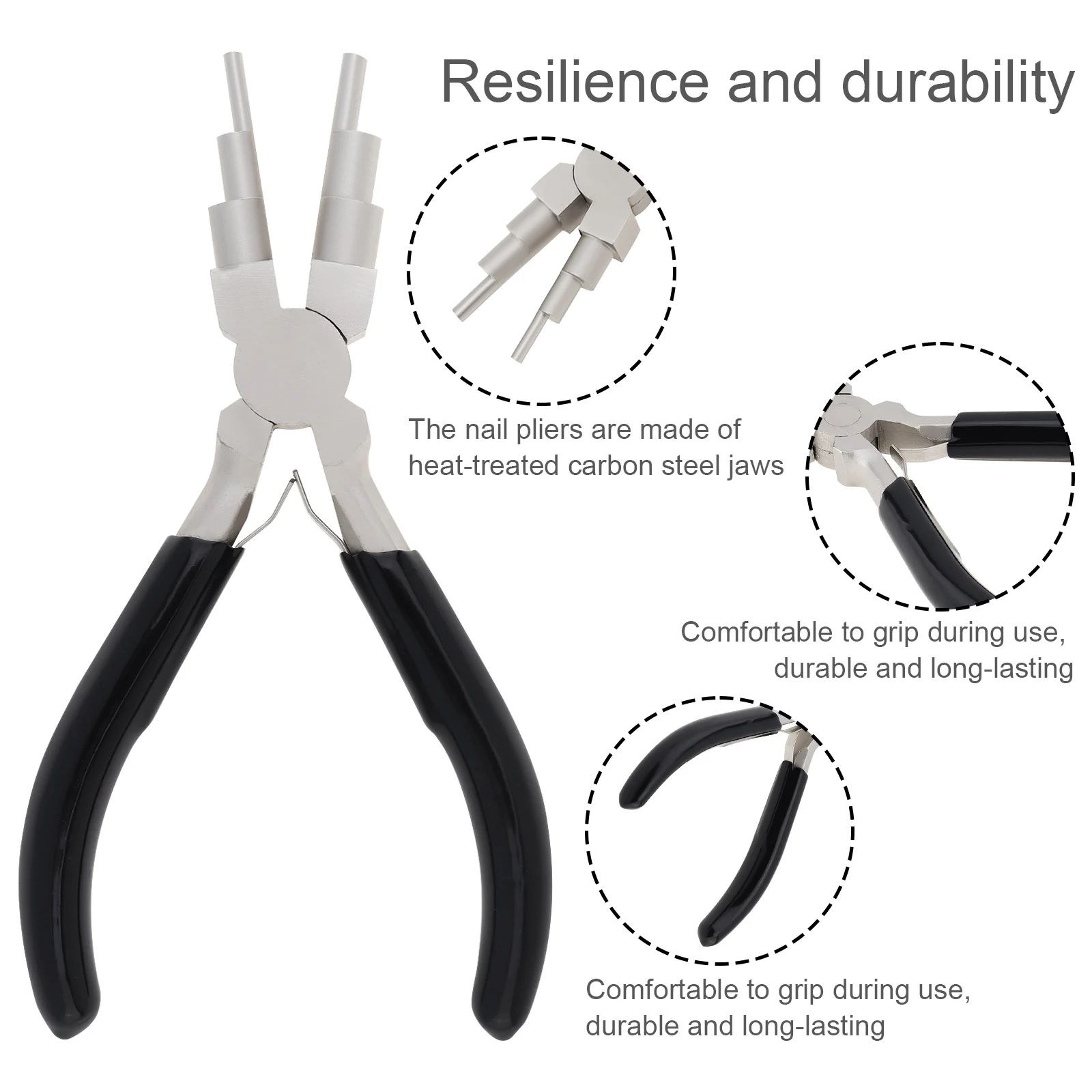 Black 6 In 1 Round Nose Pliers For Wire Wrapping / Jewelry Making / Loop Making, Bail Making Pliers