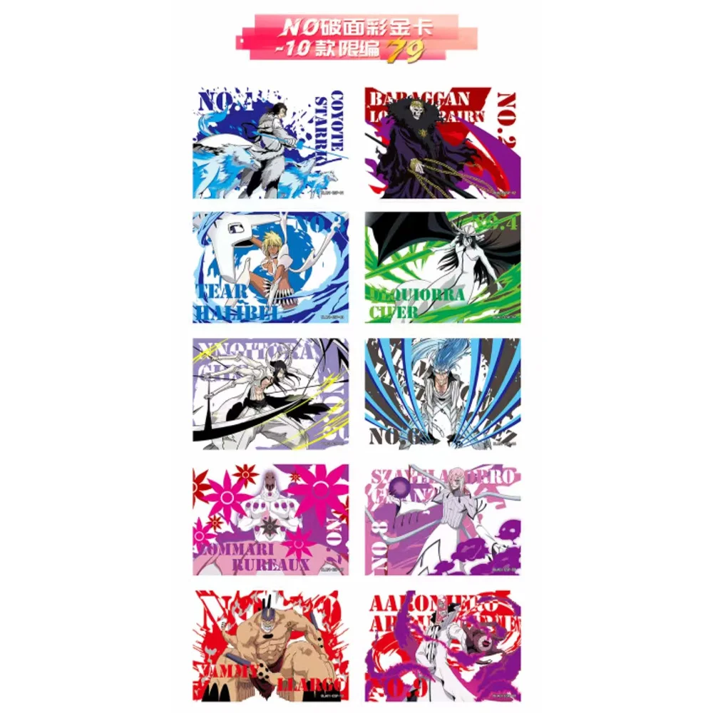 Anime japonês Bleach Card Collection, Conjunto completo, Cartões Originais, Personagens, Limitado, Raro, EX Flash Card, Cartão de Jogos, Atacado