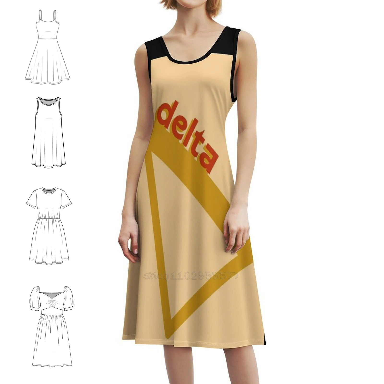 

Платье в корейском стиле Delta для женщин. Элегантное повседневное платье для вечеринки или повседневной носки. Икона знака Delta. Греческая женская одежда.