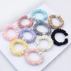 Fashion Imitation Pearl Pleated Hairband Simple Multi-Color Elastic Hair Rope for Women Girls High Ponytail Bun Headband Gifts