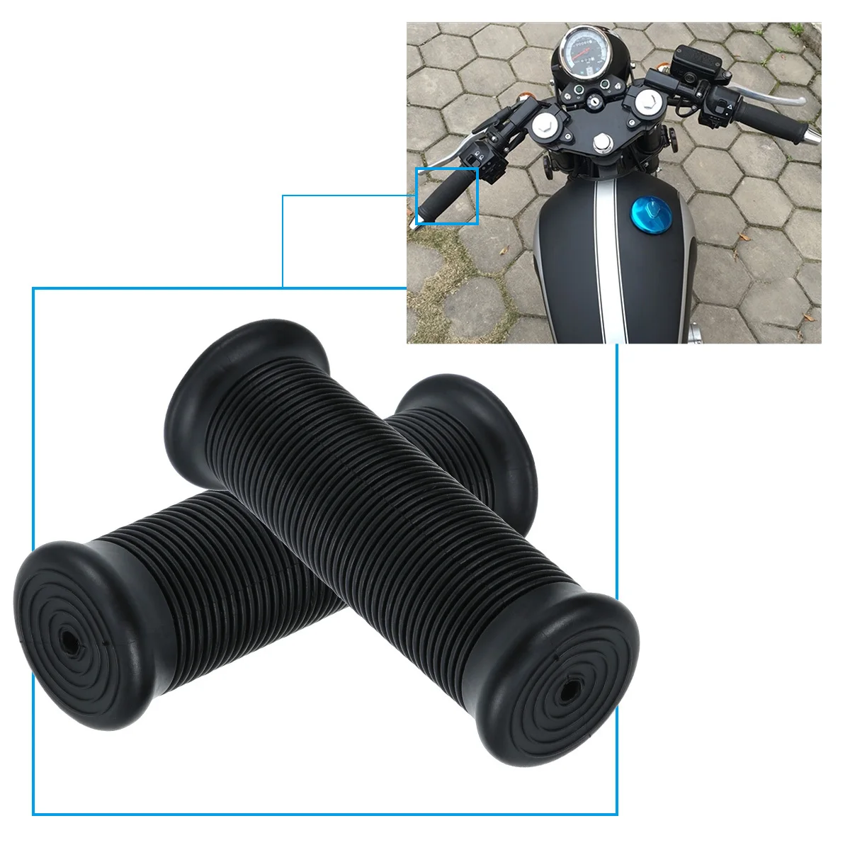 

Motorcycle Handlebar Grips 22/24Mm Light Brown Tpu Rubber Non-Slip Thread Design Shock Absorbing Ergonomic Cycling Handle